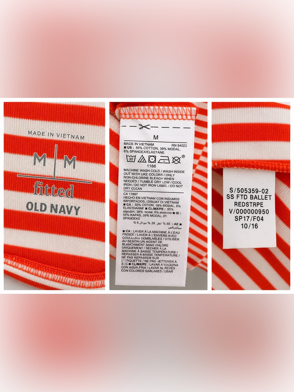 Old Navy Medium Red White Stripe Ballet Back Top Boat Neck Modal Blend Tee - Picture 5 of 5